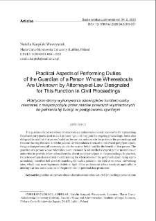 Practical aspects of performing dutiesof the guardian of a person whose whereabouts are unknown by attorneys - at - law designated for this function in civil proceedings