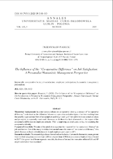 The influence of the &ldquo;co-operative difference&rdquo; on job satisfaction: a personalist humanistic management perspective