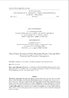 Fiscal policy strategies of cities regarding property tax and their financial and economic consequences