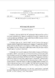 Annales Universitatis Mariae Curie-Skłodowska. Sectio FF, Philologiae Vol. 43 (2025), 2. Informacje dla autor&oacute;w