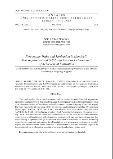 Personality traits and motivation in handball : nonconformism and self - confidence as determinants of achievement motivation