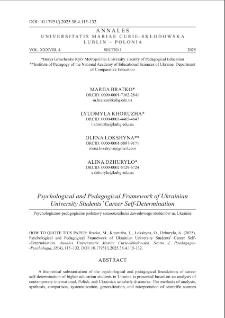 Psychological and Pedagogical Framework of Ukrainian University Students&rsquo; Career Self-Determination