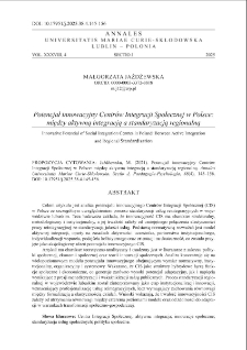 Potencjał innowacyjny Centr&oacute;w Integracji Społecznej w Polsce: między aktywną integracją a standaryzacją regionalną