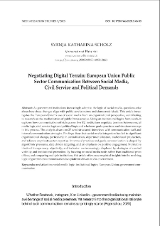 Negotiating digital terrain: European Union public sector communication between social media, civil service and political demands