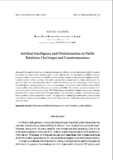 Artificial intelligence and disinformation in public relations: challenges and counter measures