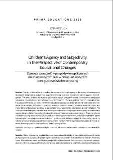 Children&rsquo;s agency and subjectivity in the perspective of contemporary educational changes
