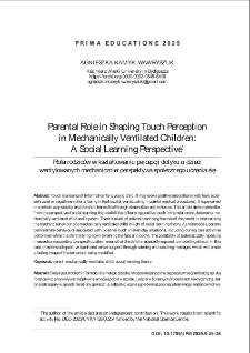 Parental role in shaping touch perception in mechanically ventilated children: a social learning perspective