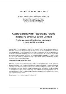 Cooperation between teachers and parents in shaping a positive school climate