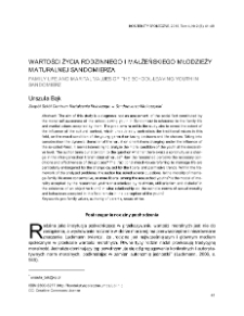 Wartości życia rodzinnego i małżeńskiego młodzieży maturalnej Sandomierza