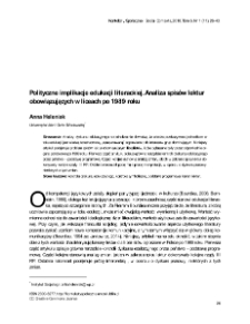 Polityczne implikacje edukacji literackiej. Analiza spis&oacute;w lektur obowiązujących w liceach po 1989 roku