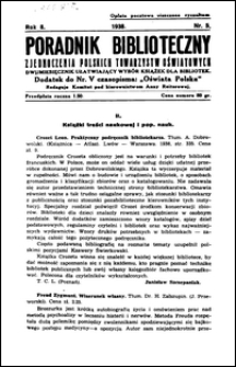 Poradnik Bibljoteczny Zjednoczenia Polskich Towarzystw Oświatowych : miesięcznik ułatwiający wybór książek dla bibljotek : dodatek do czasopisma "Oświata Polska" R. 8, nr 5 (1938)
