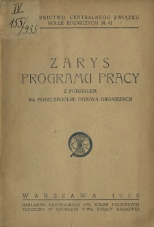 Zarys programu pracy z podziałem na poszczeg&oacute;lne ogniwa organizacji