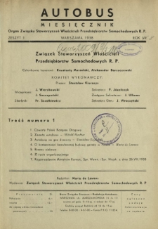 Autobus : organ Związku Stowarzyszeń Właścicieli Przedsiębiorstw Samochodowych R. P. / red. Maria de Lavaux. R. 7 [i.e. 8], z. 1 (1938)