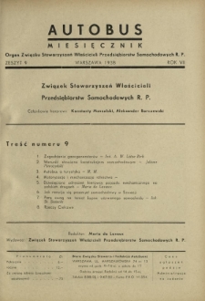 Autobus : organ Związku Stowarzyszeń Właścicieli Przedsiębiorstw Samochodowych R. P. / red. Maria de Lavaux. R. 7 [i.e. 8], z. 9 (1938)