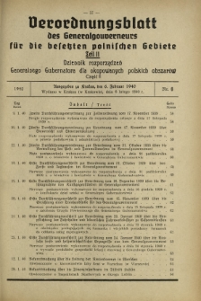 Verordnungsblatt des Generalgouverneurs für die Besetzten Polnischen Gebiete = Dziennik Rozporządzeń Generalnego Gubernatora dla Okupowanych Polskich Obszarów. Teil 2, Nr 6 (6 Februar 1940)