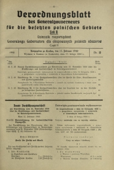 Verordnungsblatt des Generalgouverneurs für die Besetzten Polnischen Gebiete = Dziennik Rozporządzeń Generalnego Gubernatora dla Okupowanych Polskich Obszarów. Teil 2, Nr 10 (17 Februar 1940)