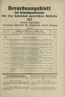 Verordnungsblatt des Generalgouverneurs für die Besetzten Polnischen Gebiete = Dziennik Rozporządzeń Generalnego Gubernatora dla Okupowanych Polskich Obszarów. Teil 2, Nr 11 (21 Februar 1940)