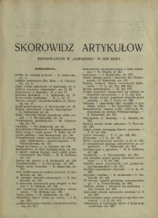 Ogrodnik : organ Polskiego Związku Zrzeszeń Ogrodniczych i Syndykatu Plantatorów Chmielu. Skorowidz artykułów za rok 1930