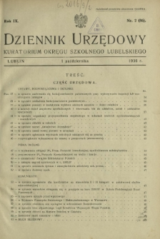 Dziennik Urzędowy Kuratorjum Okręgu Szkolnego Lubelskiego R. 9, nr 2 (86) 1 października 1936