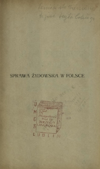 Sprawa żydowska w Polsce : szkic historyczny
