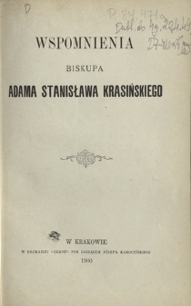 Wspomnienia biskupa Adama Stanisława Krasińskiego