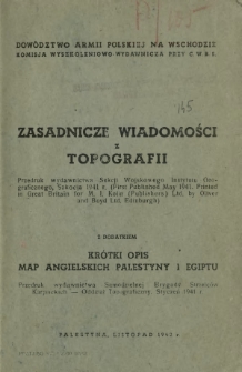 Zasadnicze wiadomości z topografii : z dodatkiem: Krótki opis map angielskich Palestyny i Egiptu
